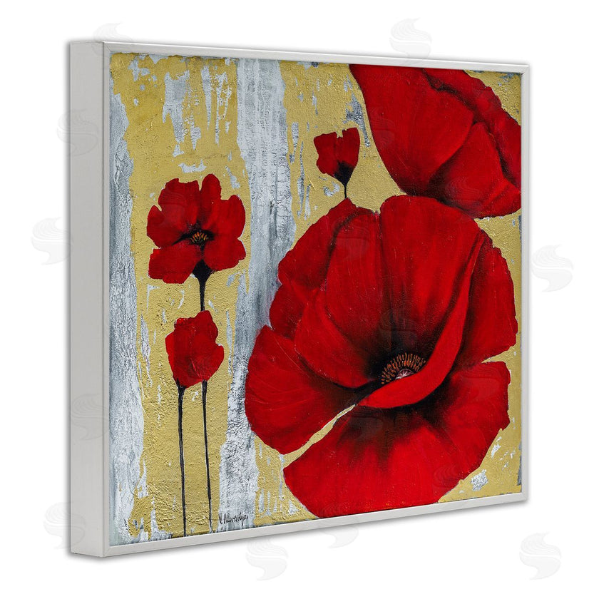 Vahan Alaverdyan | Rustic Red Poppy Florals Grey Gold
