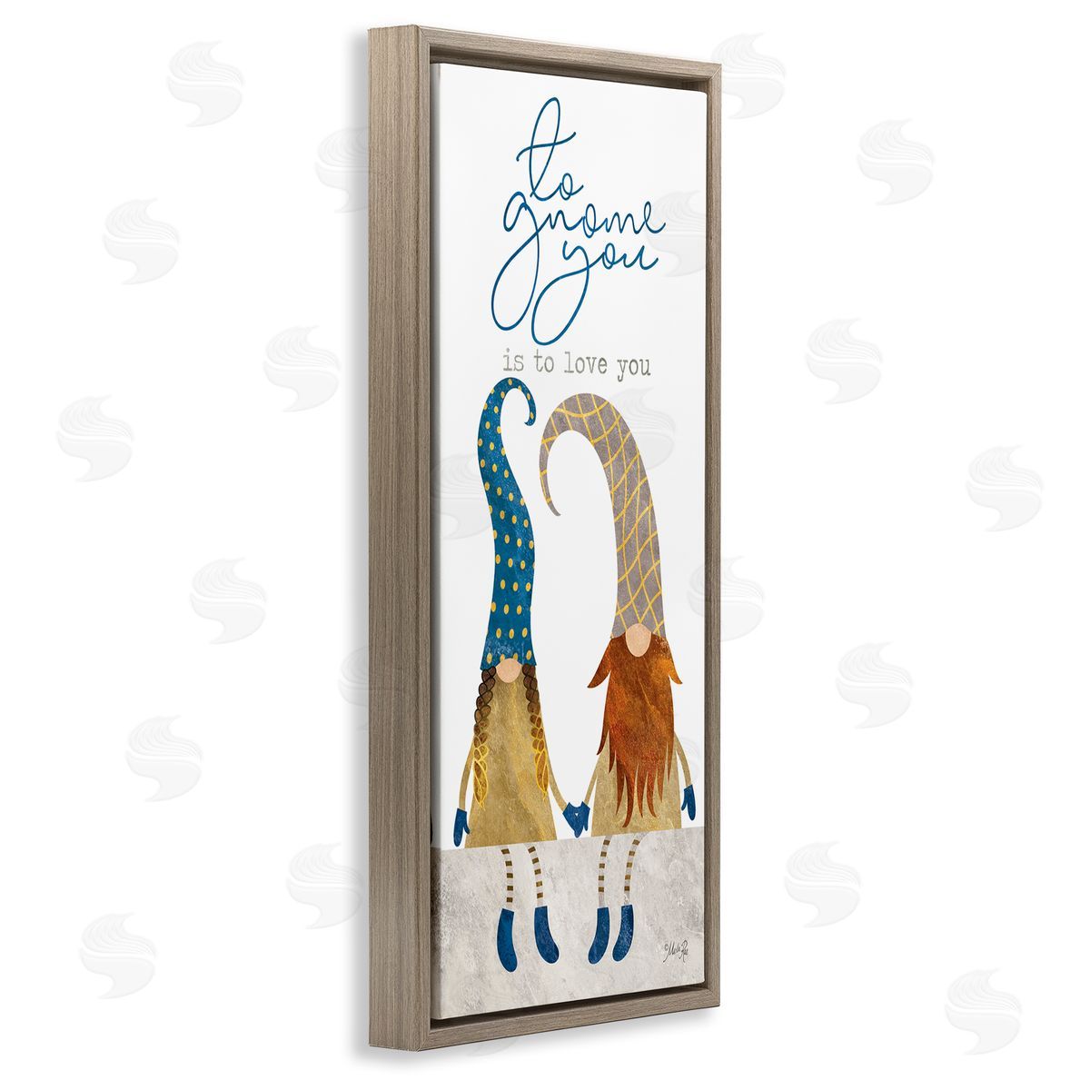 To Gnome You Classic Phrase Pun Brown Floating Frame Canvas Wall Art, Home Decor by Marla Rae