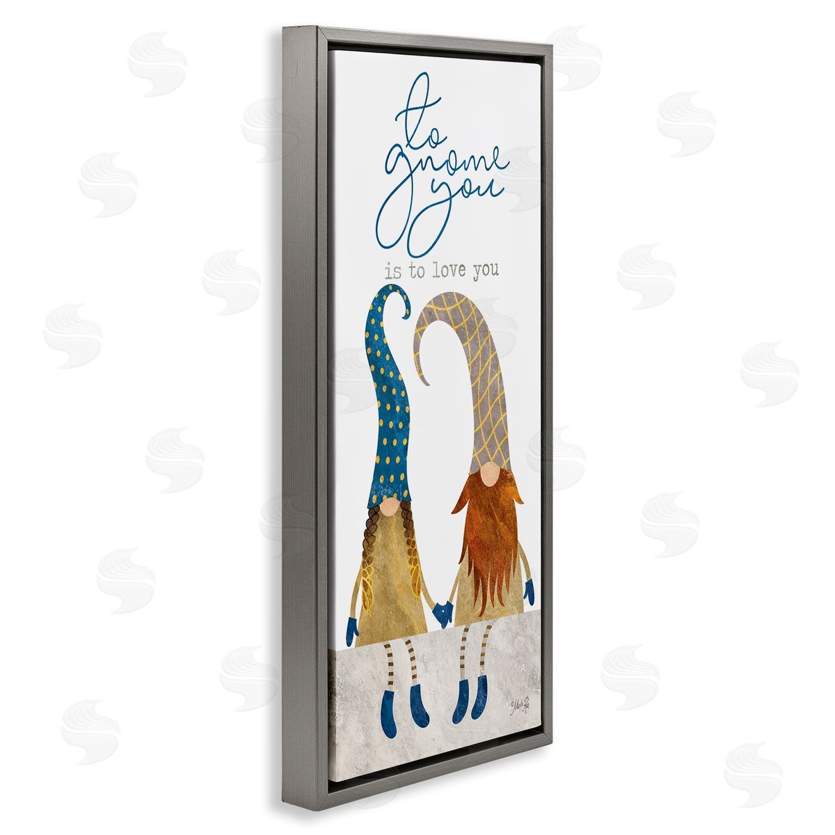 To Gnome You Classic Phrase Pun Grey Floating Frame Canvas Wall Art, Home Decor by Marla Rae