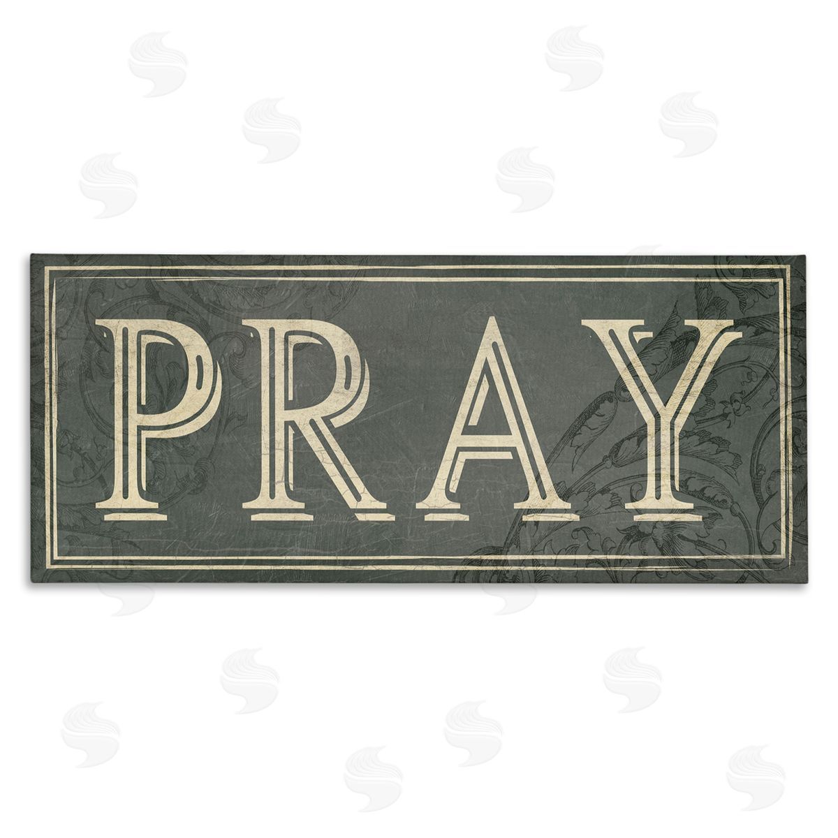 Milli Villa Spiritual Pray Green Vine Detailing Canvas Wall Art