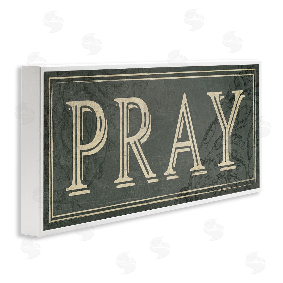 Milli Villa Spiritual Pray Green Vine Detailing White Framed Giclee Wall Art
