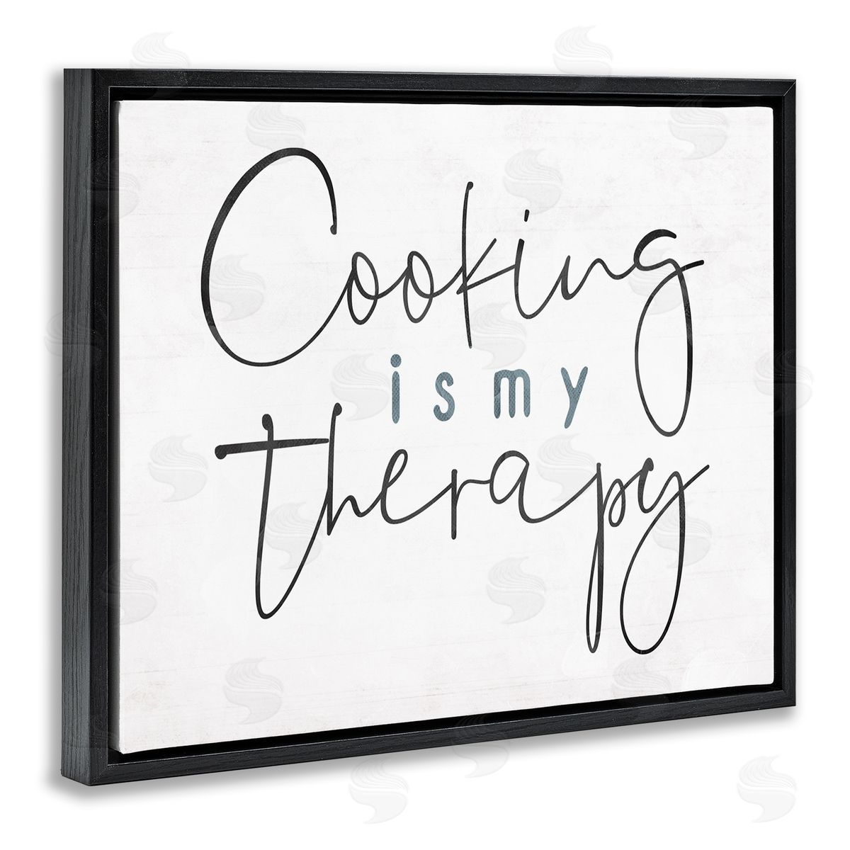 Milli Villa Cooking Is My Therapy Black White Black Floater Frame Canvas Art