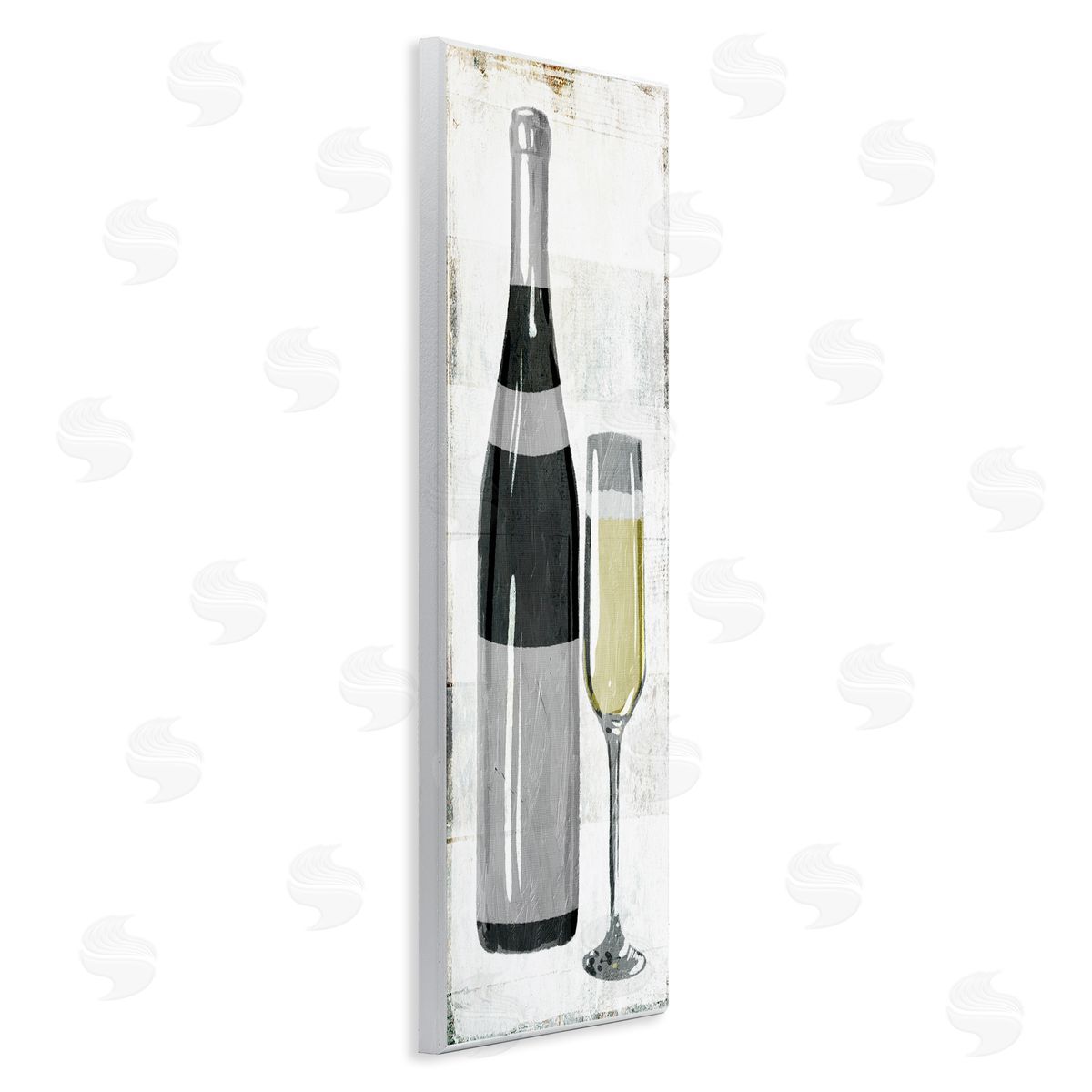 Milli Villa Rustic Champagne Glass Painted Wood Wall Plaque Art