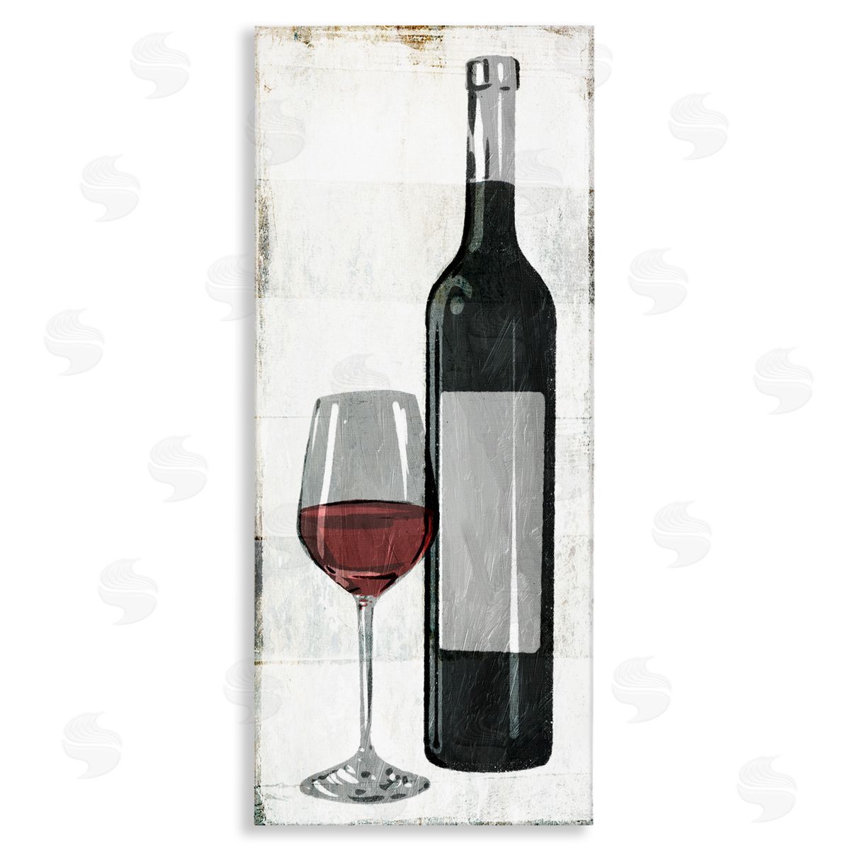 Milli Villa Rustic Red Wine Glass Distressed Canvas Wall Art