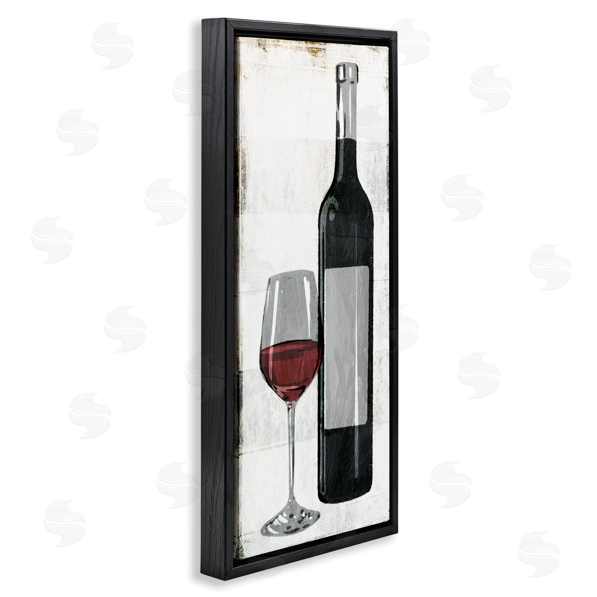 Milli Villa Rustic Red Wine Glass Distressed Black Floater Frame Canvas Art