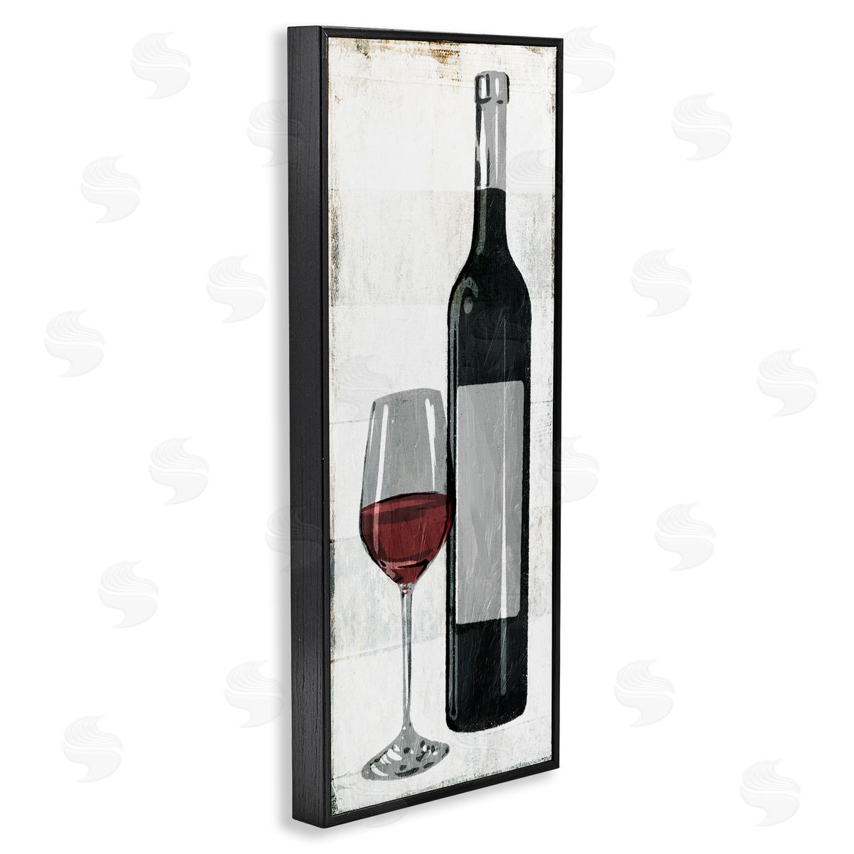 Milli Villa Rustic Red Wine Glass Distressed Black Framed Giclee Wall Art