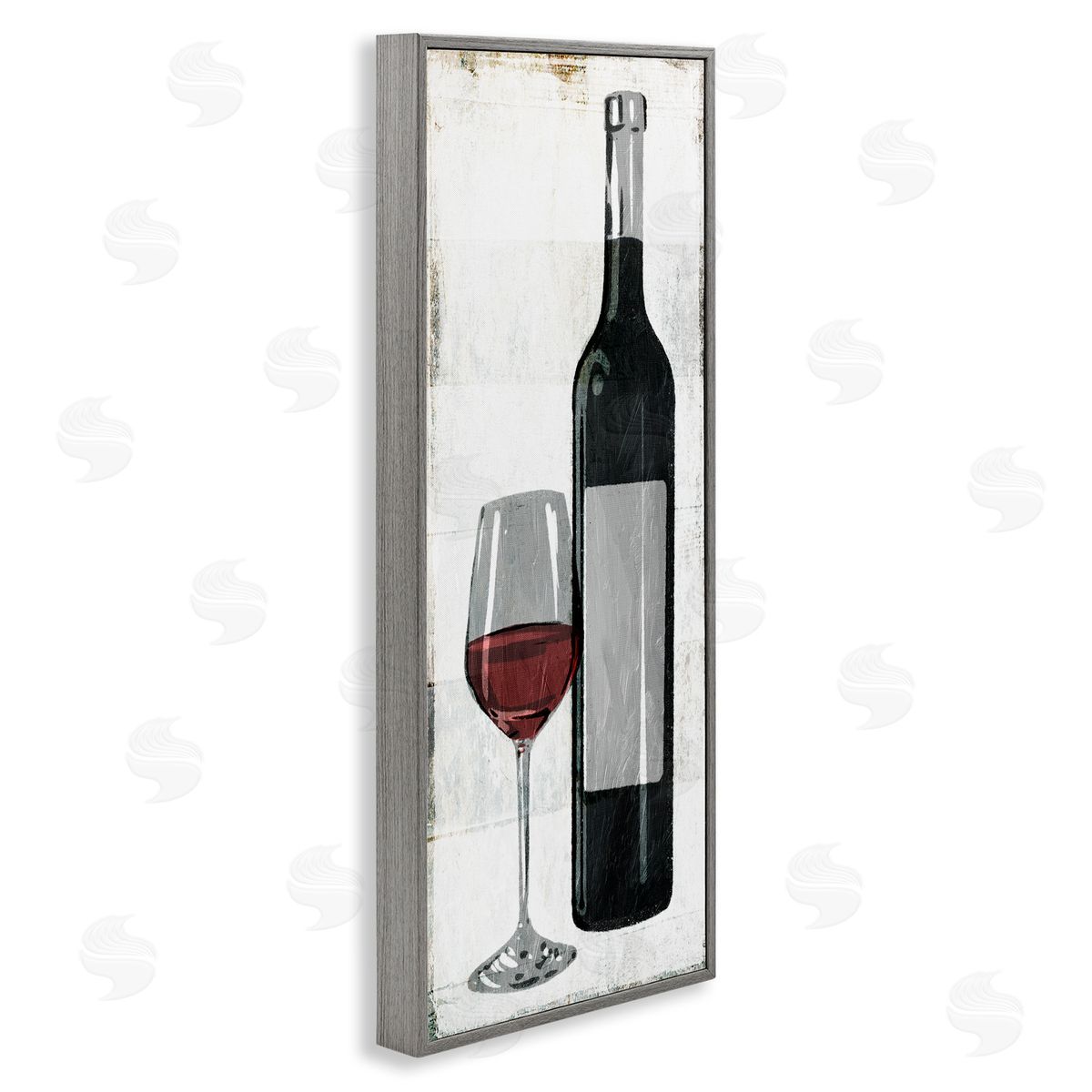 Milli Villa Rustic Red Wine Glass Distressed Gray Framed Giclee Wall Art