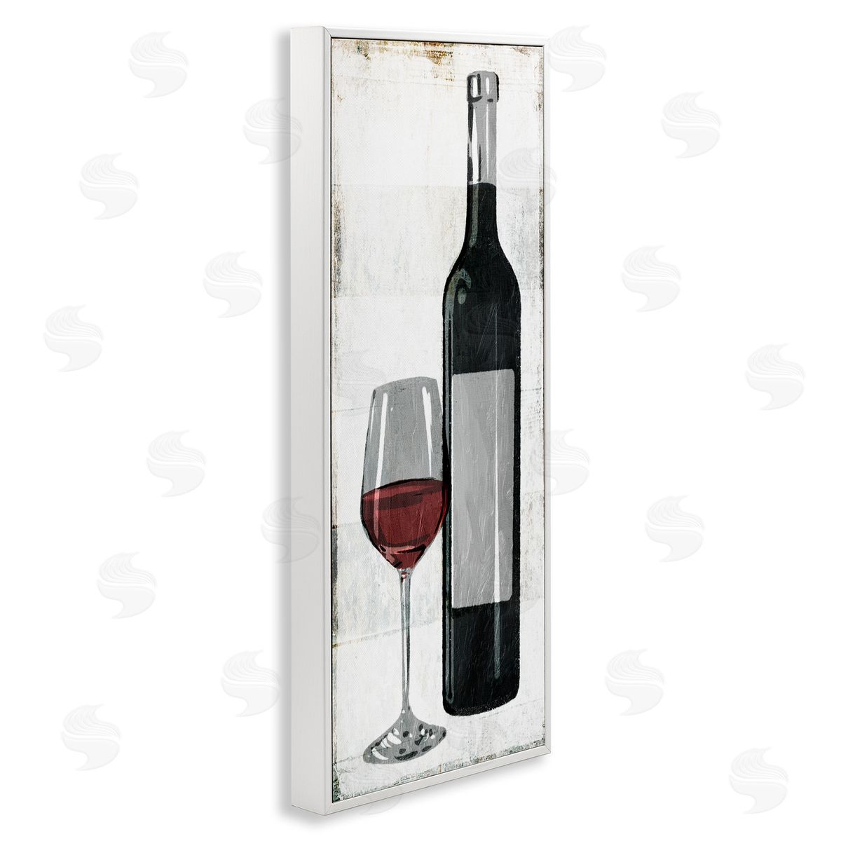 Milli Villa Rustic Red Wine Glass Distressed White Framed Giclee Wall Art