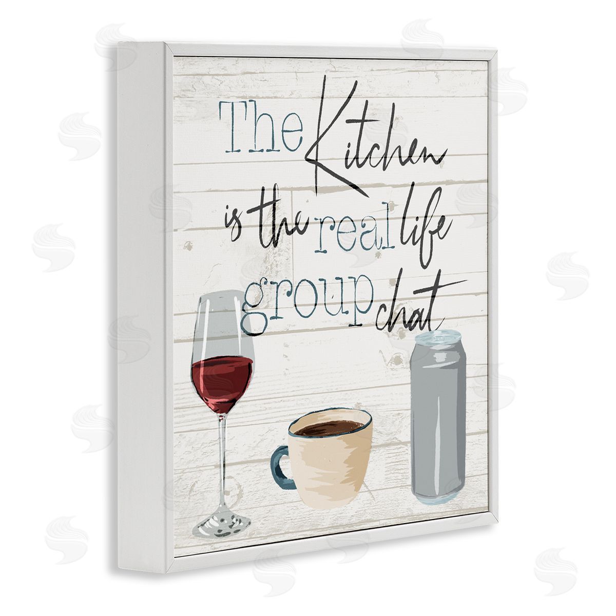 Milli Villa Kitchen Group Chat Rustic Table White Framed Giclee Wall Art