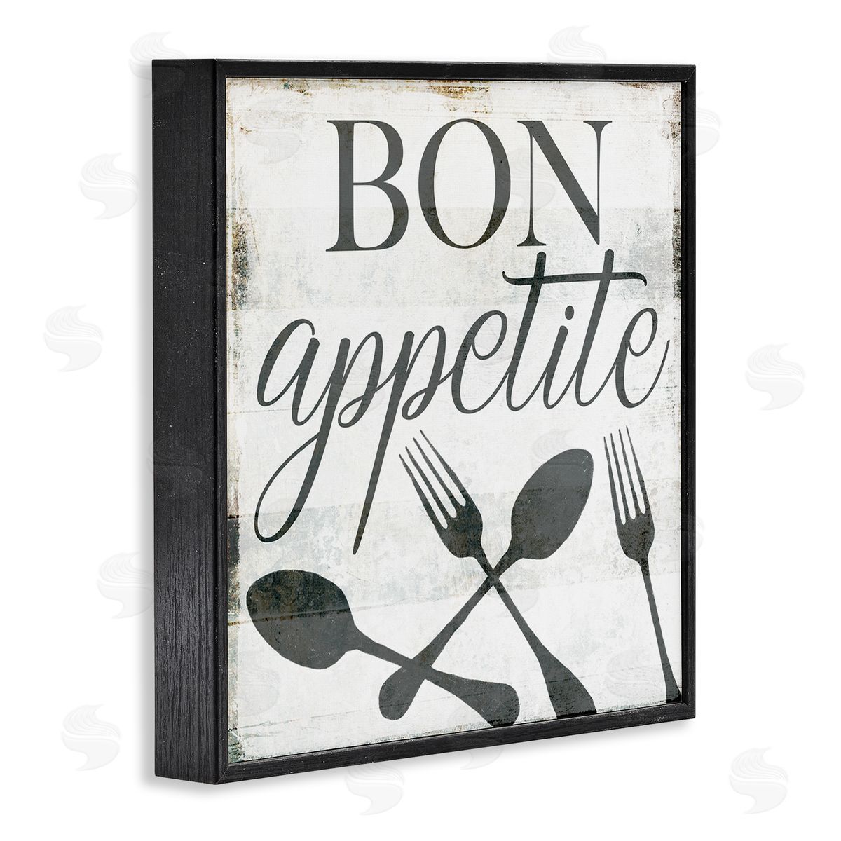 Milli Villa Bon Appetite Rustic Fork Spoon Black Framed Giclee Wall Art