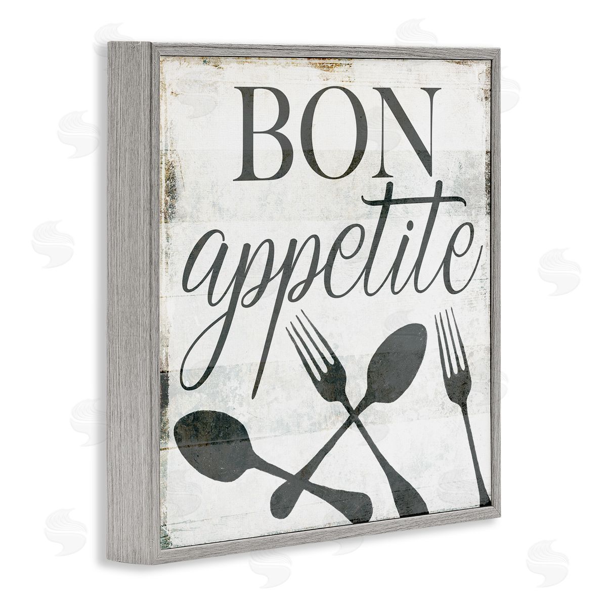 Milli Villa Bon Appetite Rustic Fork Spoon Gray Framed Giclee Wall Art