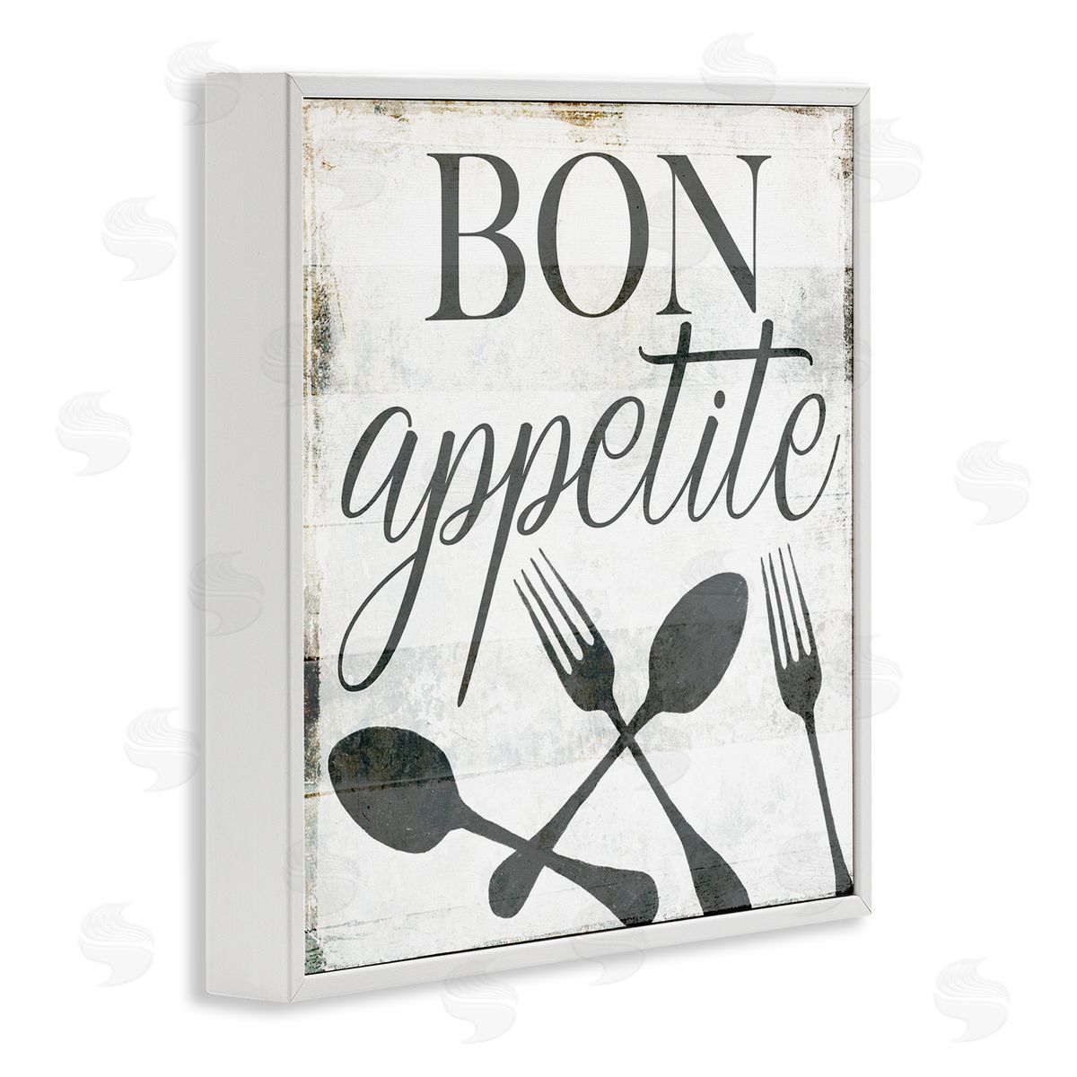 Milli Villa Bon Appetite Rustic Fork Spoon White Framed Giclee Wall Art