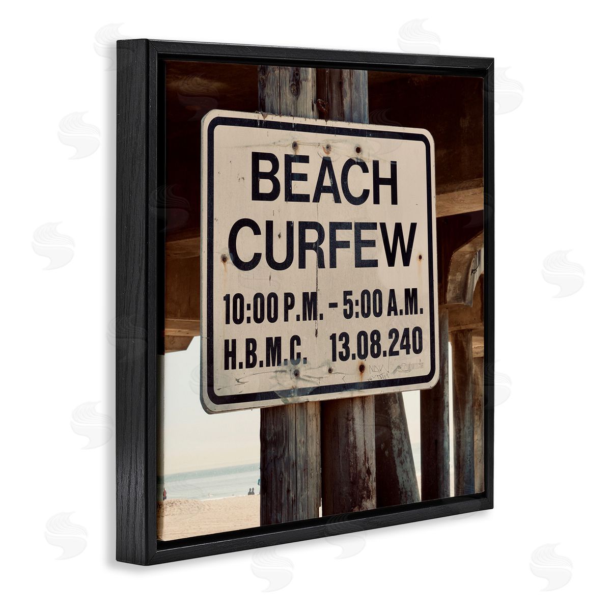Ashley Singleton Beach Wharf Curfew Photograph Black Floater Frame Canvas Art