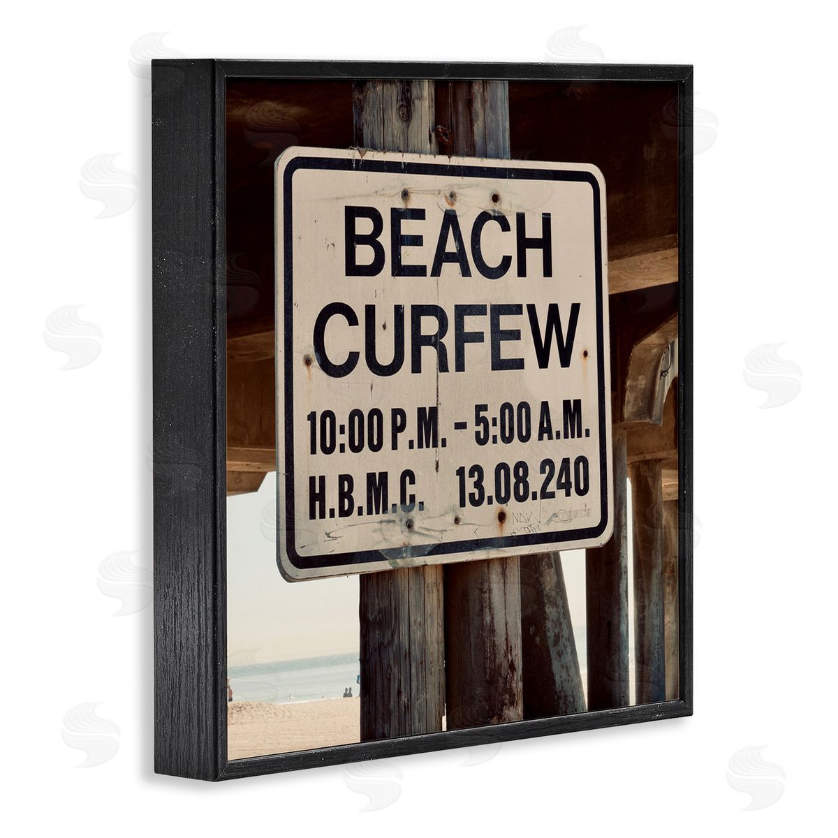 Ashley Singleton Beach Wharf Curfew Photograph Black Framed Giclee Wall Art