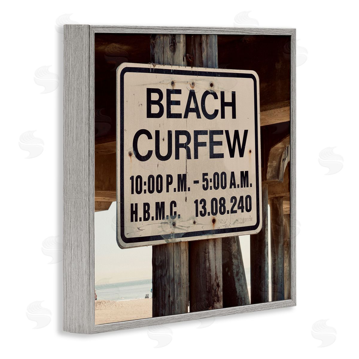 Ashley Singleton Beach Wharf Curfew Photograph Gray Framed Giclee Wall Art