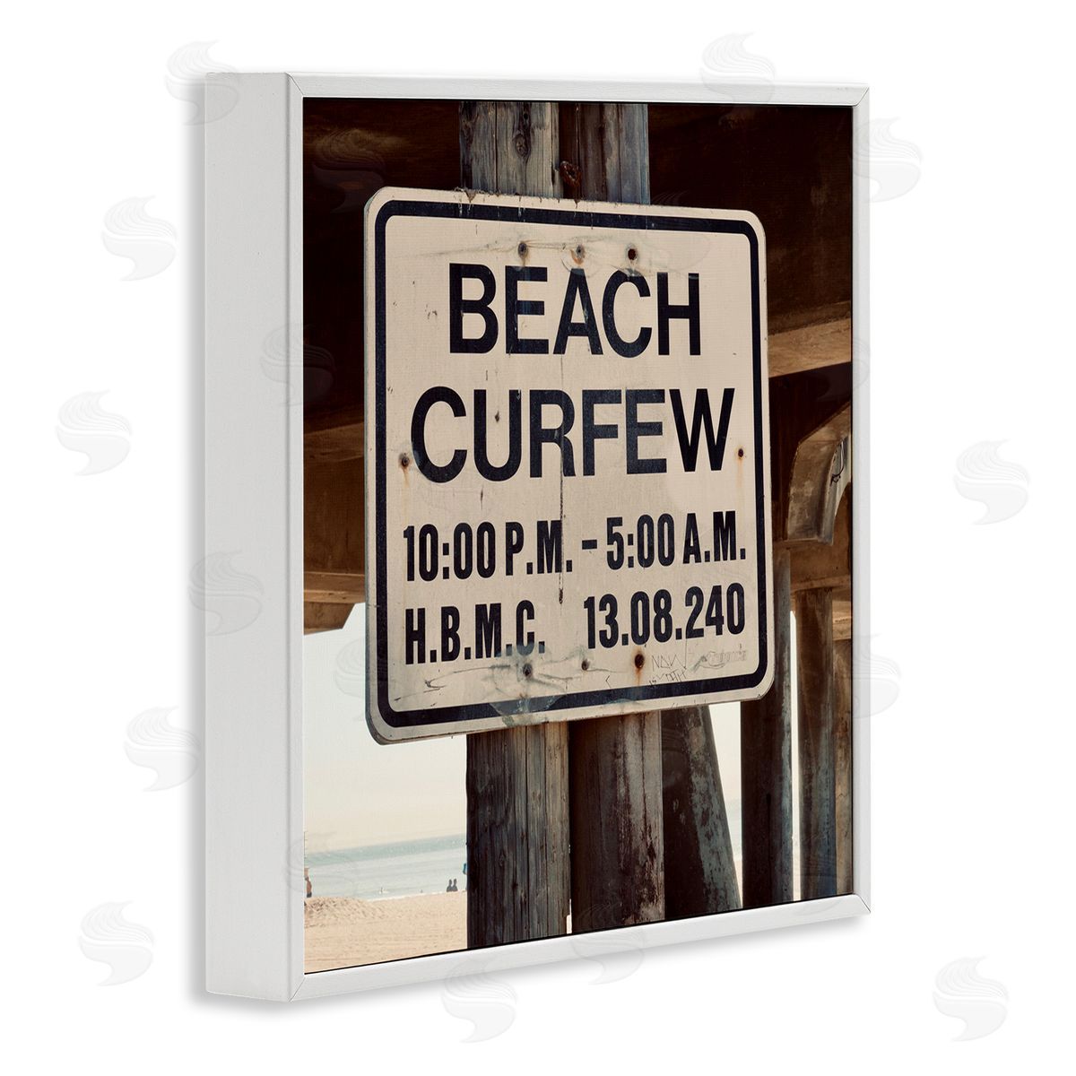 Ashley Singleton Beach Wharf Curfew Photograph White Framed Giclee Wall Art
