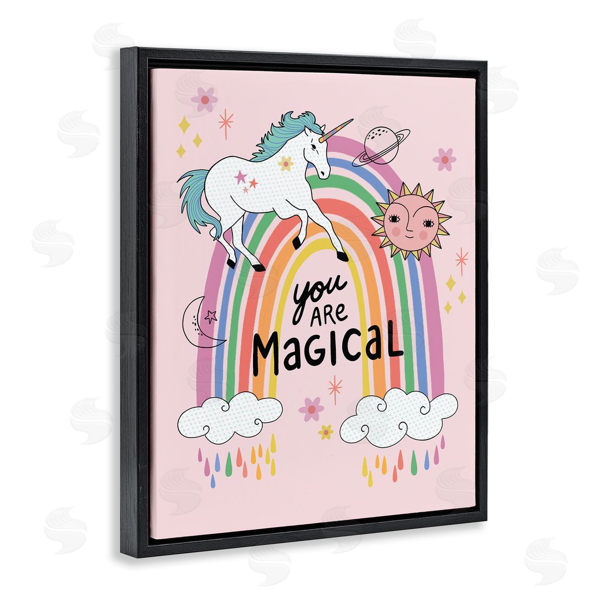 Nina Seven You Are Magical Unicorn Rainbow Black Floater Frame Canvas Art