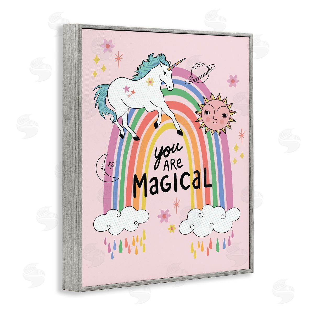 Nina Seven You Are Magical Unicorn Rainbow Gray Framed Giclee Wall Art
