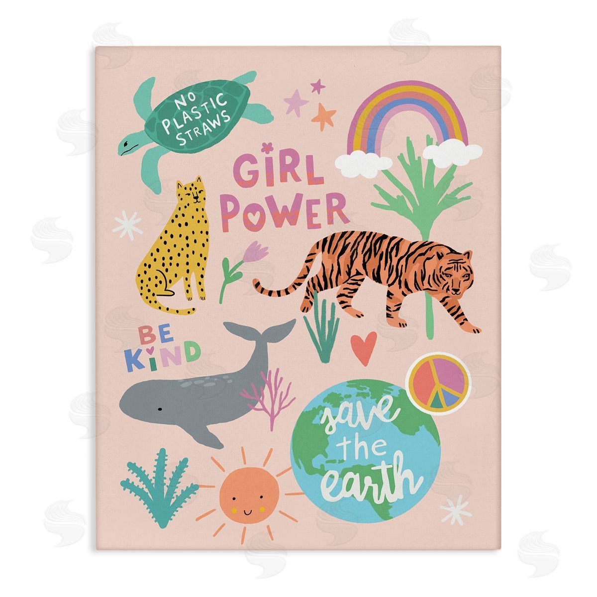 Nina Seven Girl Power Colorful Animal Illustrations Canvas Wall Art