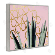 Stupell Studio | Cactus Leaves Pink Geometric Pattern
