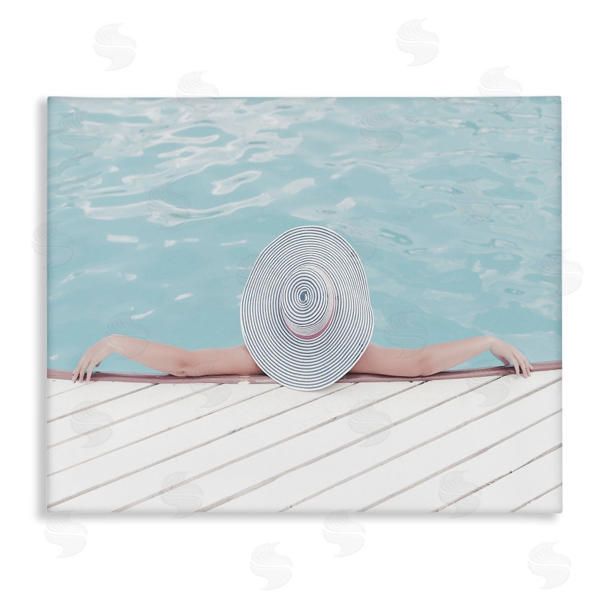 Stupell Studio Woman Relaxing Poolside Summer Hat Canvas Wall Art