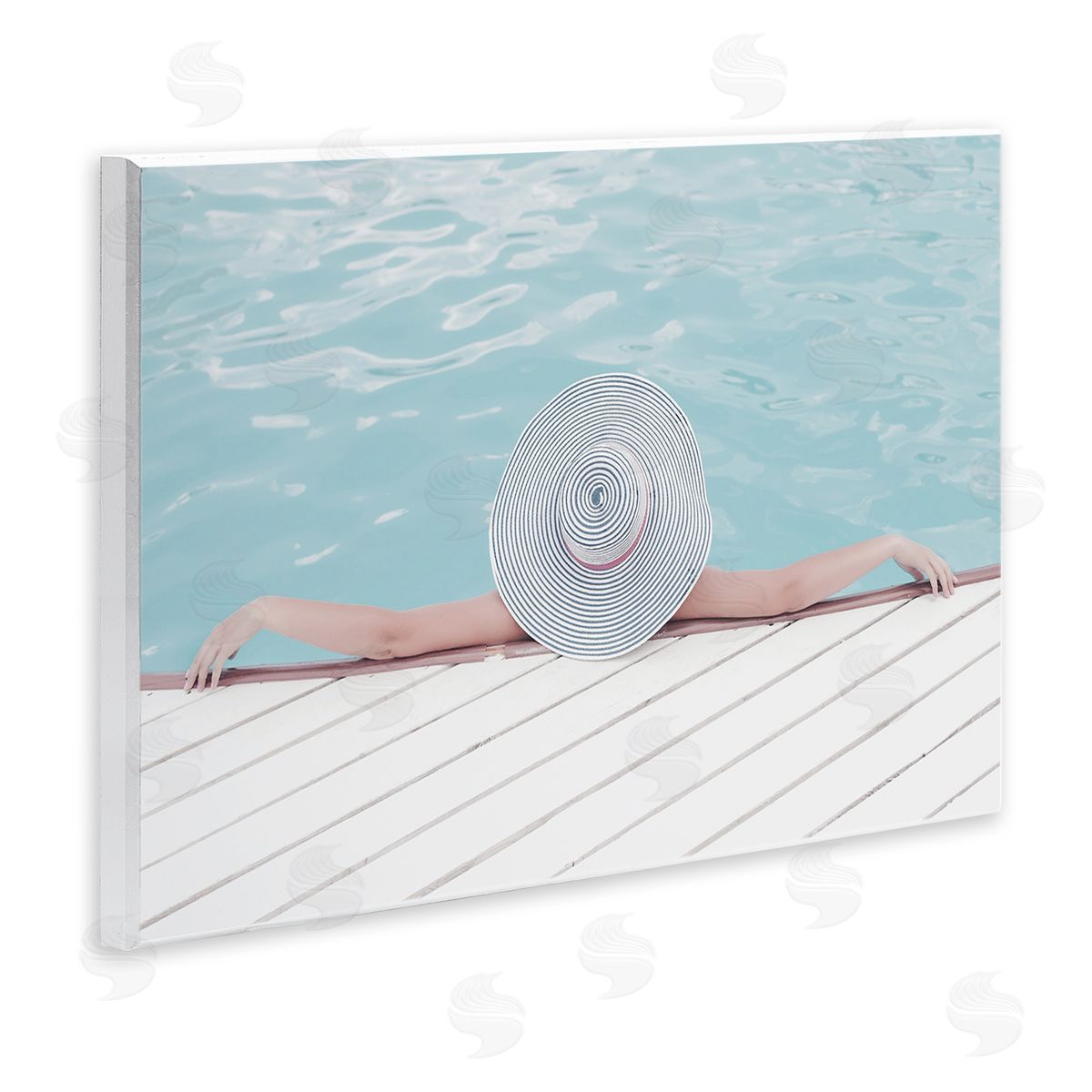 Stupell Studio Woman Relaxing Poolside Summer Hat Wall Plaque Art