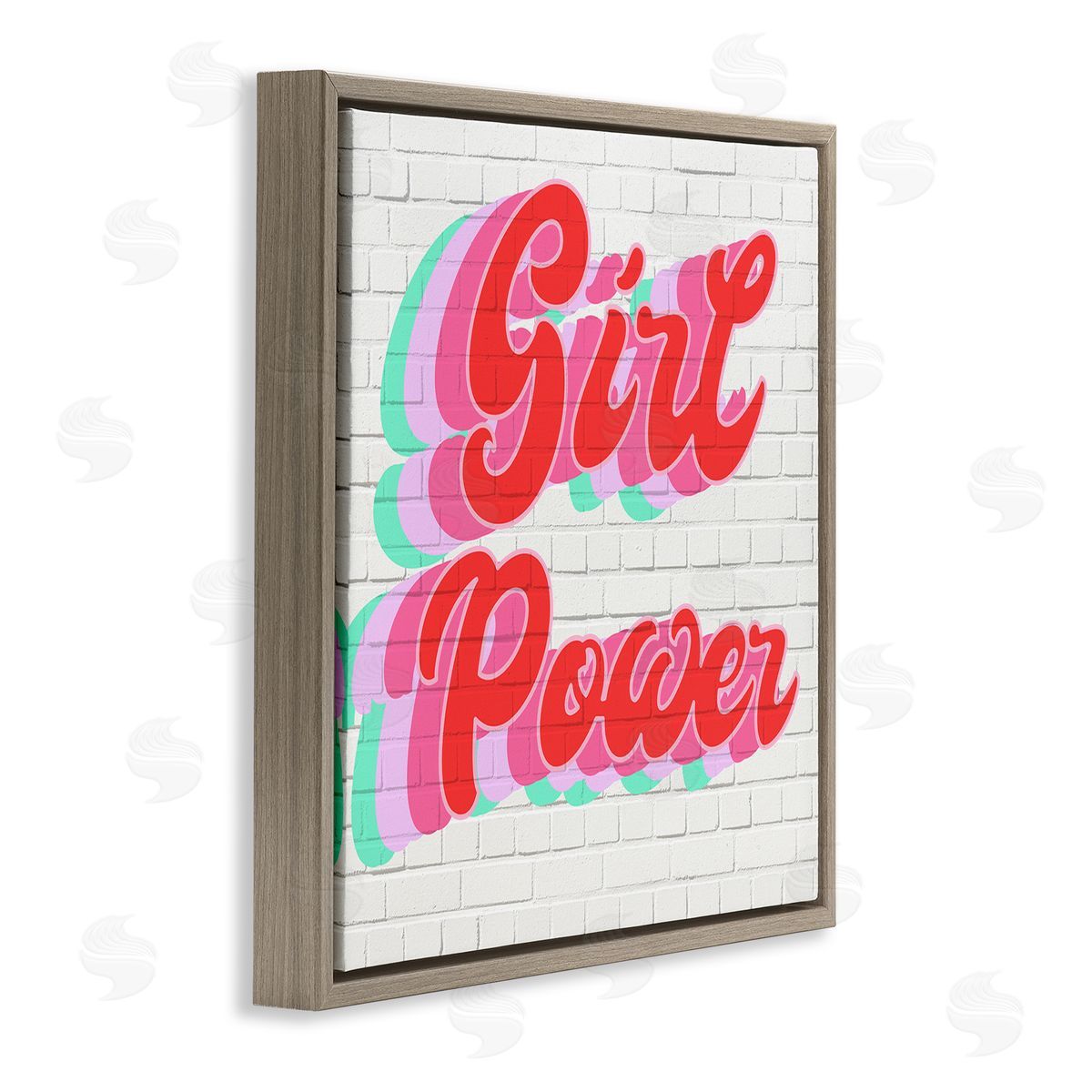 Stupell Studio Girl Power Color Pop Bricks Brown Floater Frame Canvas Art