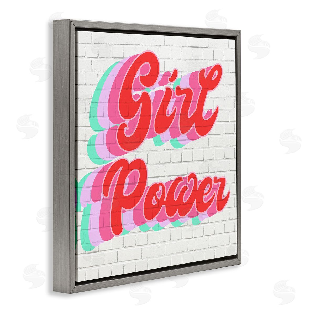 Stupell Studio Girl Power Color Pop Bricks Gray Floater Frame Canvas Art