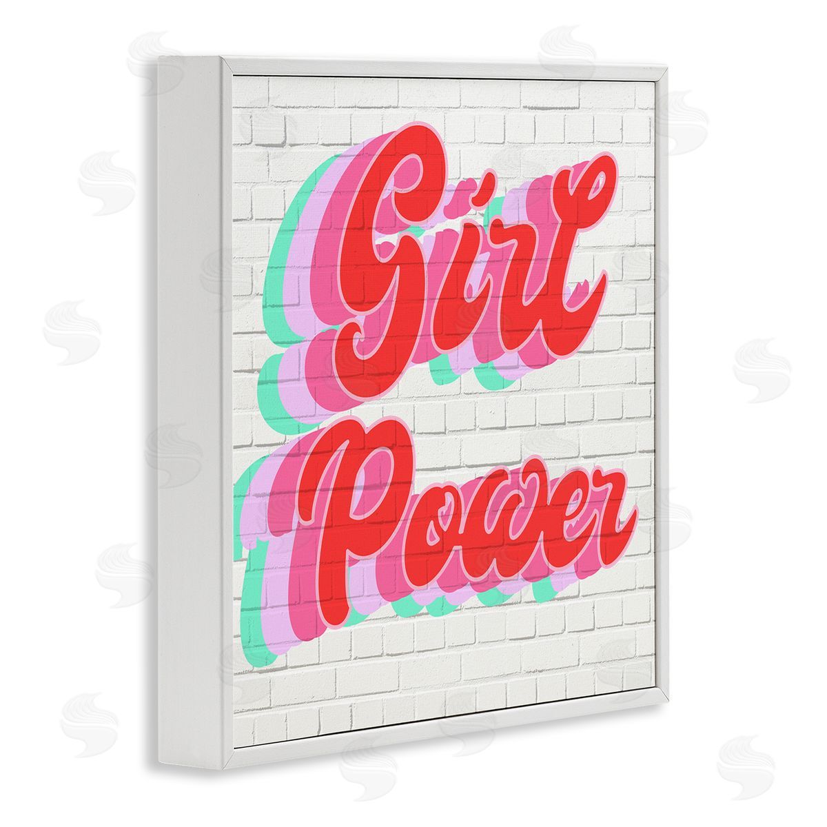 Stupell Studio Girl Power Color Pop Bricks White Framed Giclee Wall Art