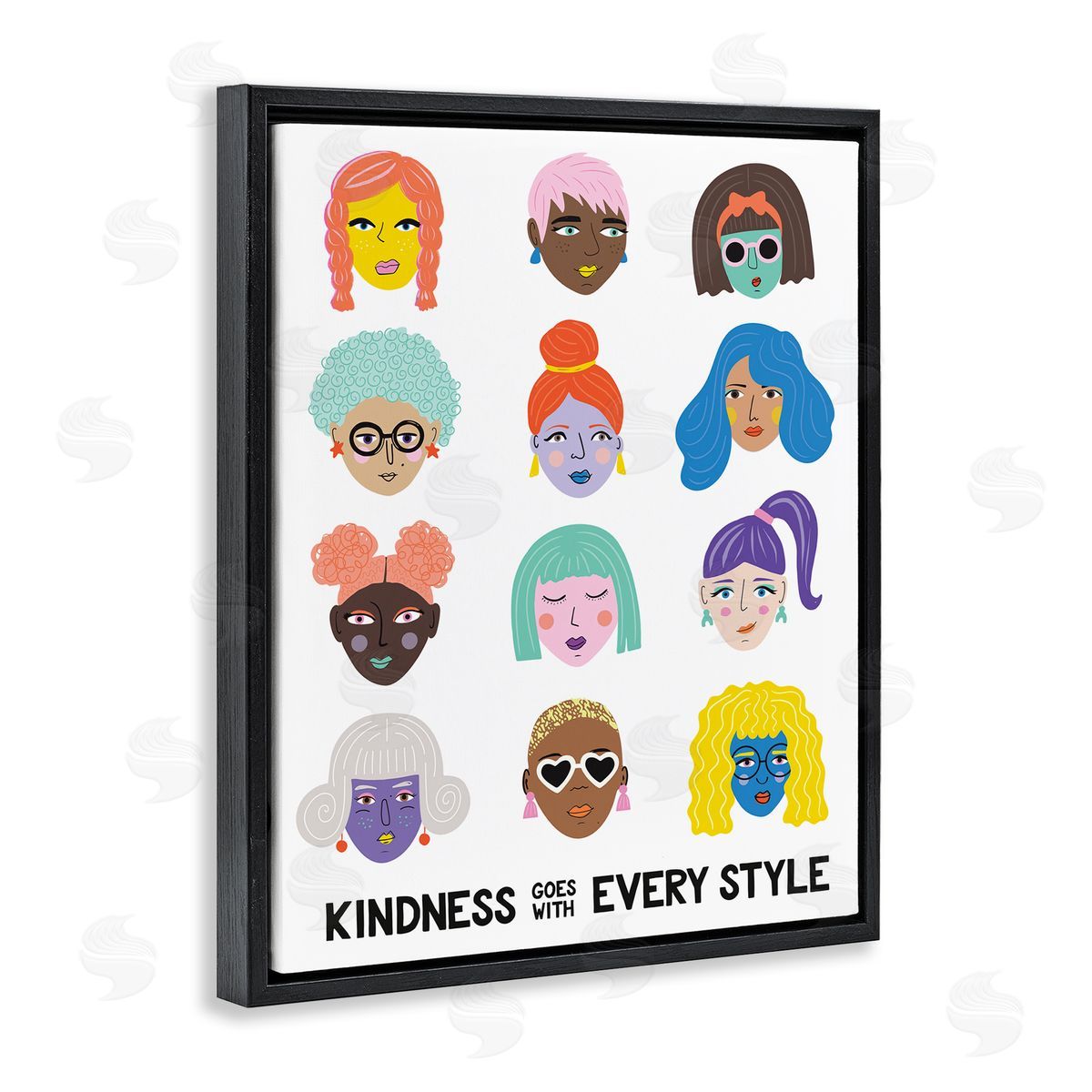 Nadia Hassan Kindness Every Style Inclusive Female Portraits Black Floater Frame Canvas Art