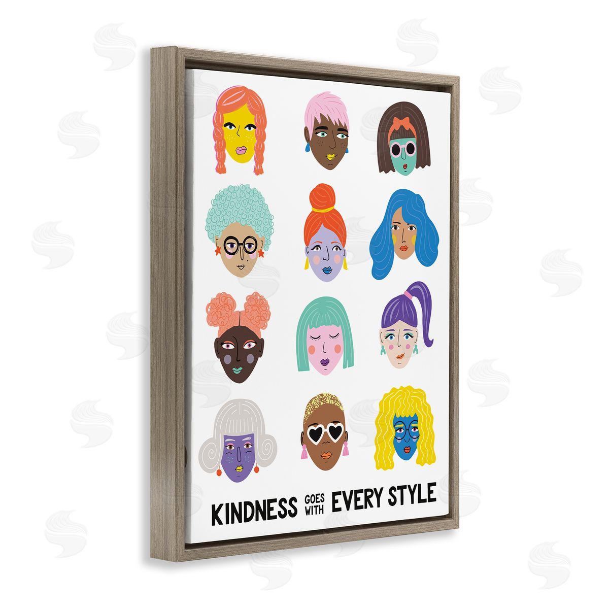 Nadia Hassan Kindness Every Style Inclusive Female Portraits Brown Floater Frame Canvas Art