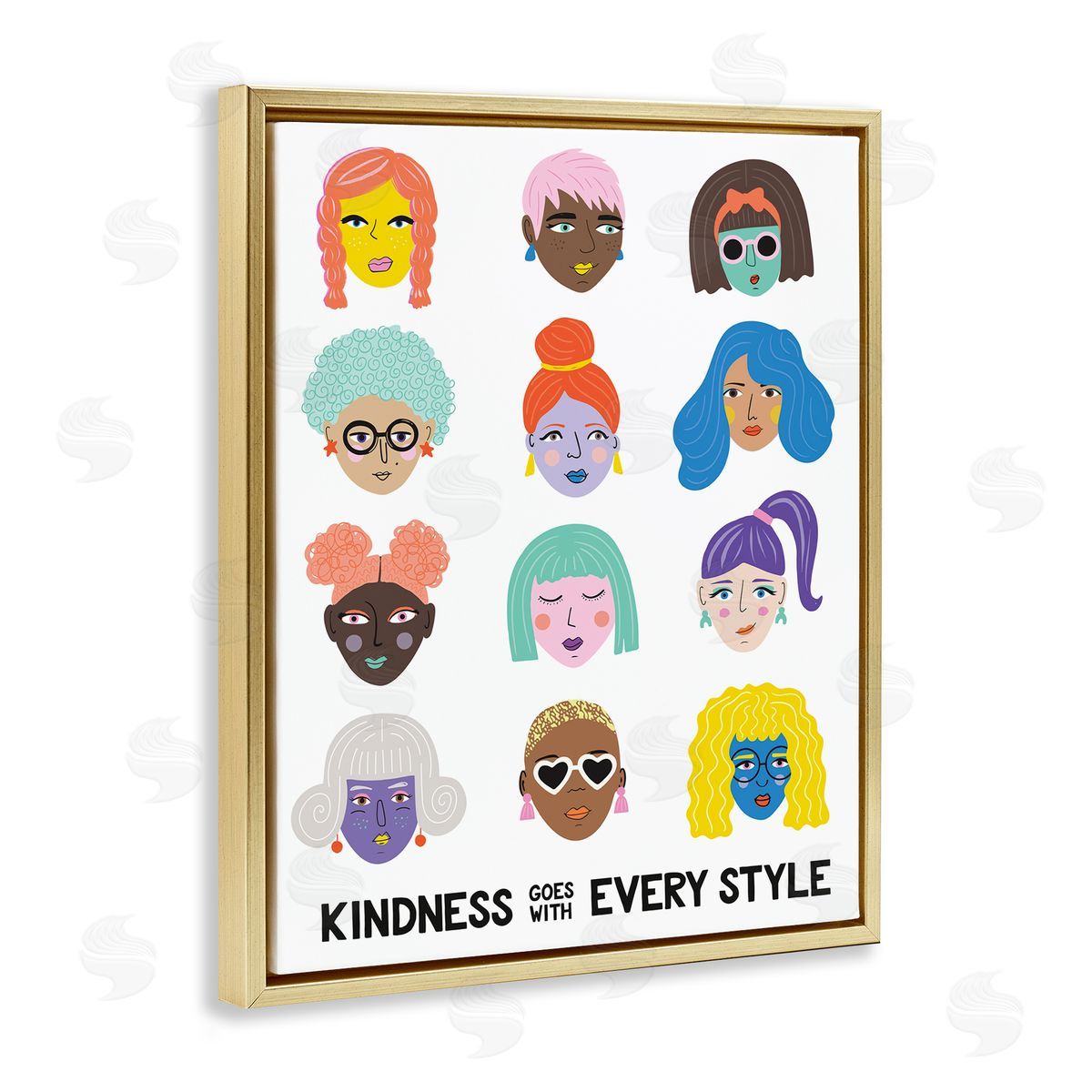 Nadia Hassan Kindness Every Style Inclusive Female Portraits Gold Floater Frame Canvas Art