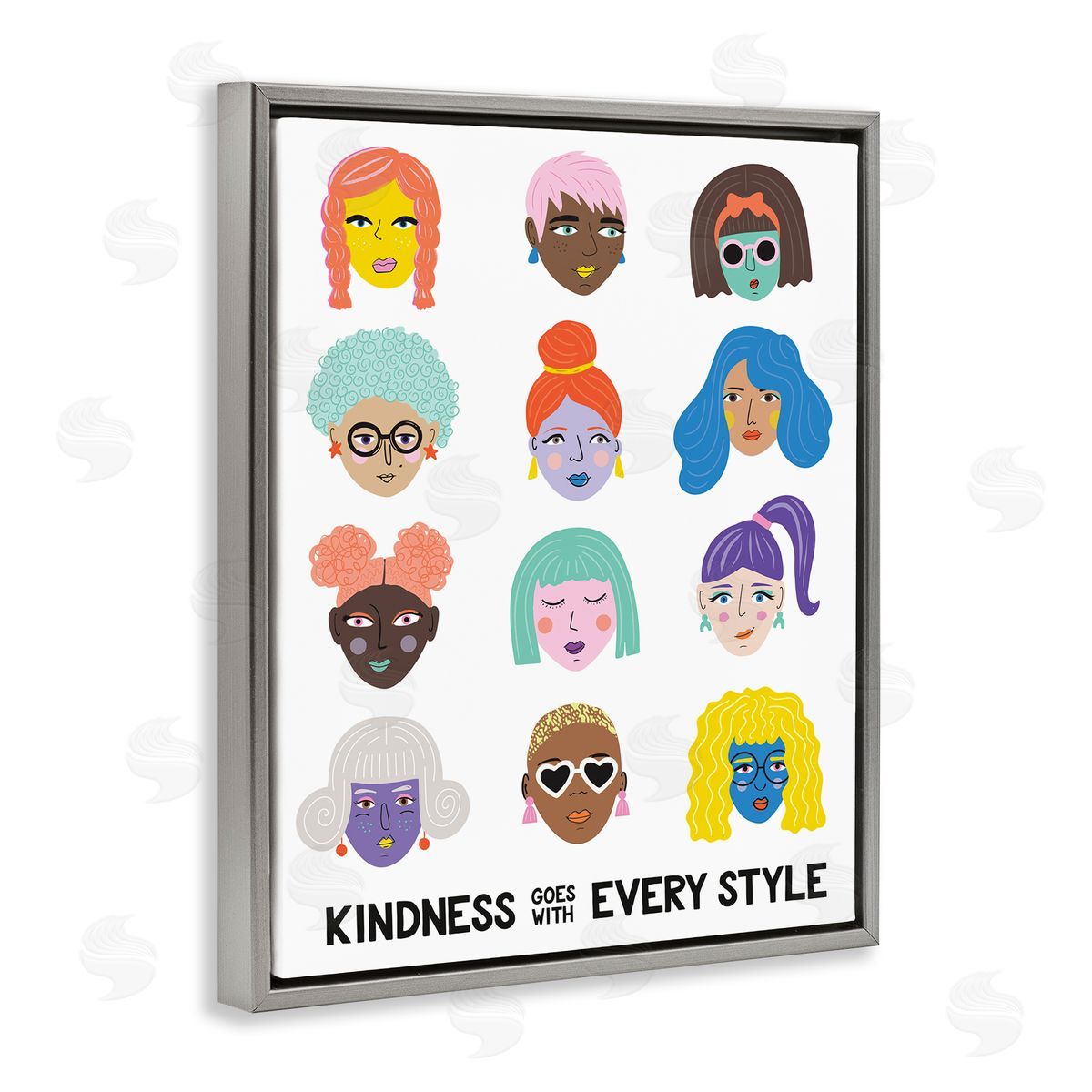 Nadia Hassan Kindness Every Style Inclusive Female Portraits Gray Floater Frame Canvas Art