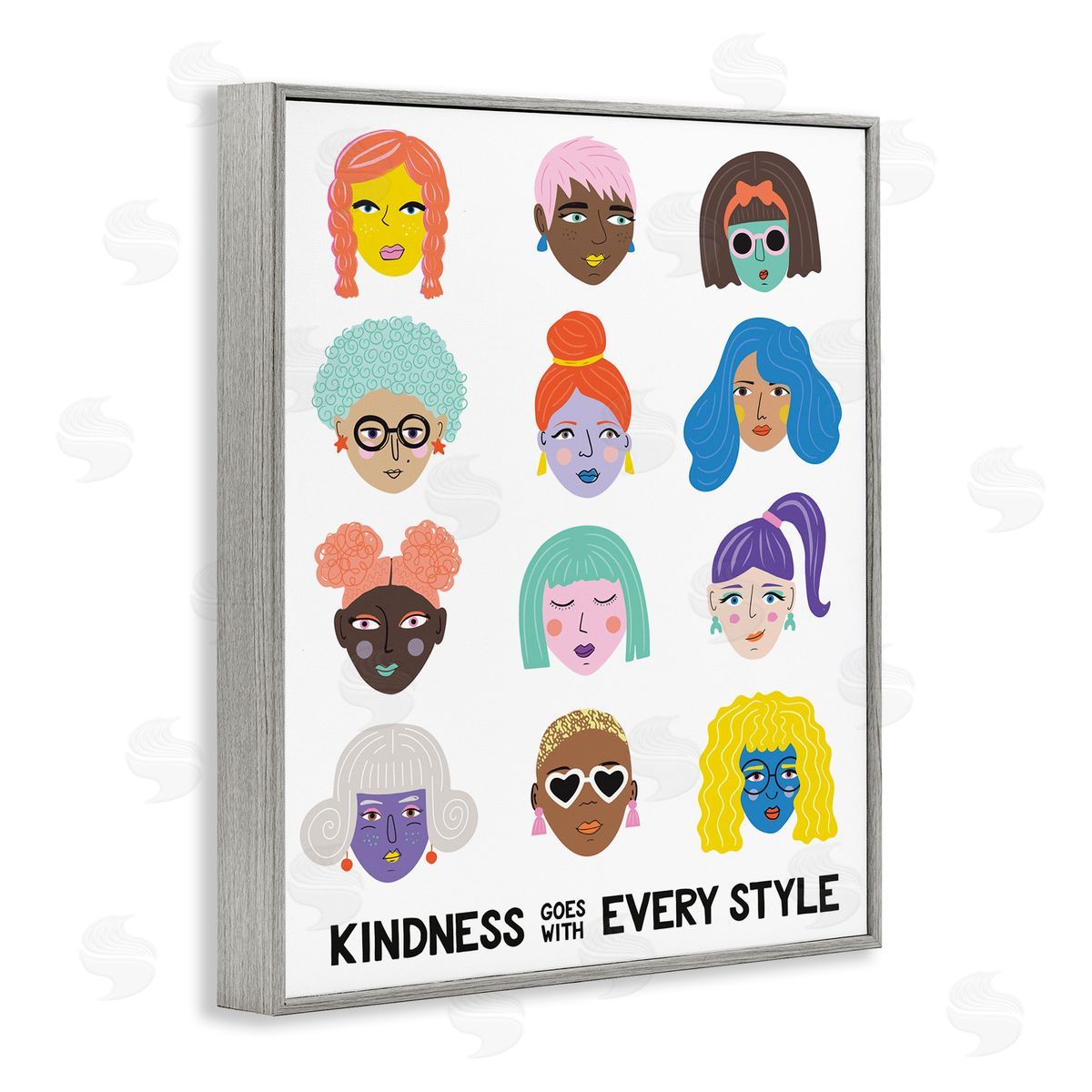 Nadia Hassan Kindness Every Style Inclusive Female Portraits Gray Framed Giclee Wall Art