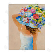 Liz Jardine | Girl Holding Floral Bouquet Brimmed Hat