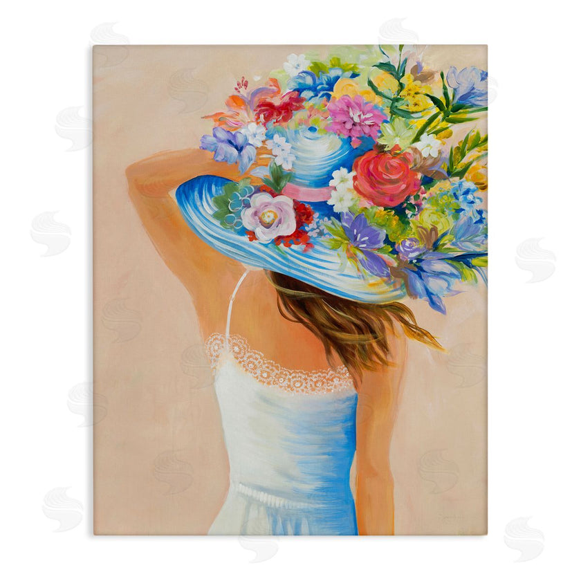 Liz Jardine | Girl Holding Floral Bouquet Brimmed Hat