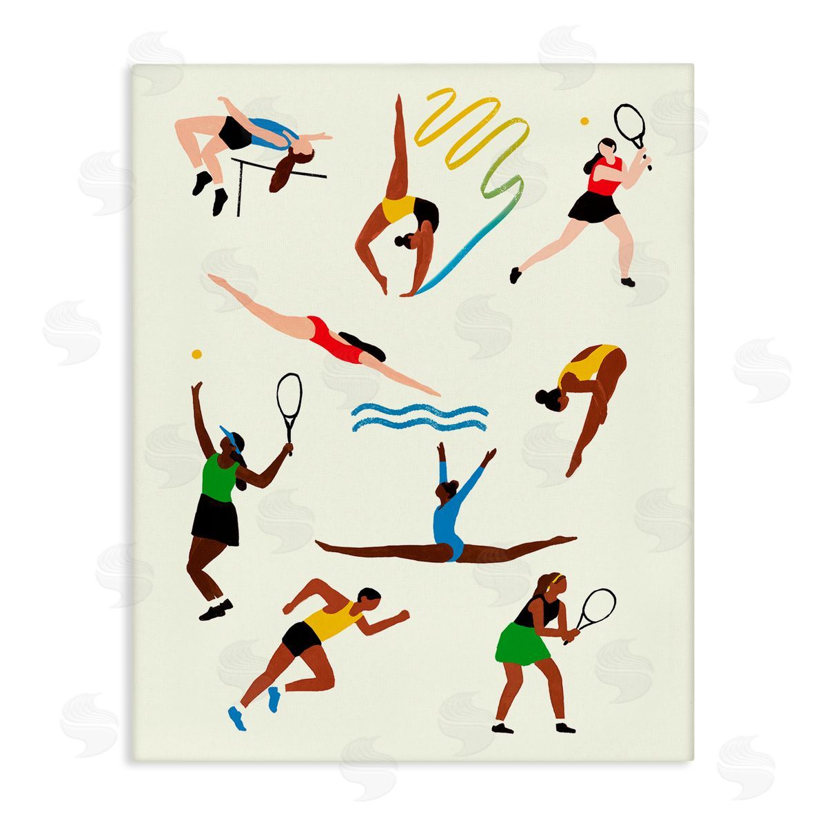 Victoria Barnes Collage of Summer Outdoor Sports Canvas Wall Art