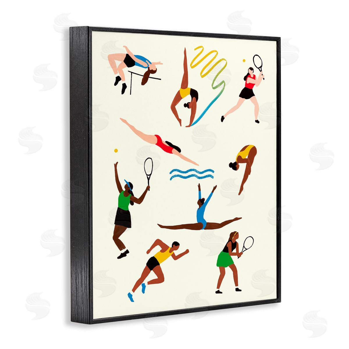 Victoria Barnes Collage of Summer Outdoor Sports Black Framed Giclee Wall Art
