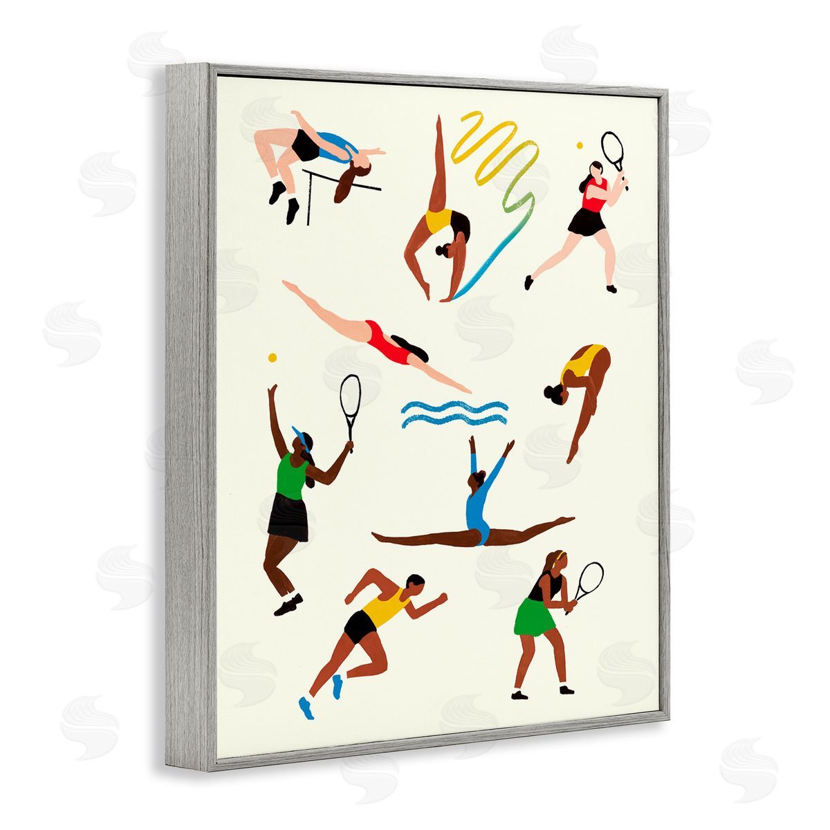 Victoria Barnes Collage of Summer Outdoor Sports Gray Framed Giclee Wall Art
