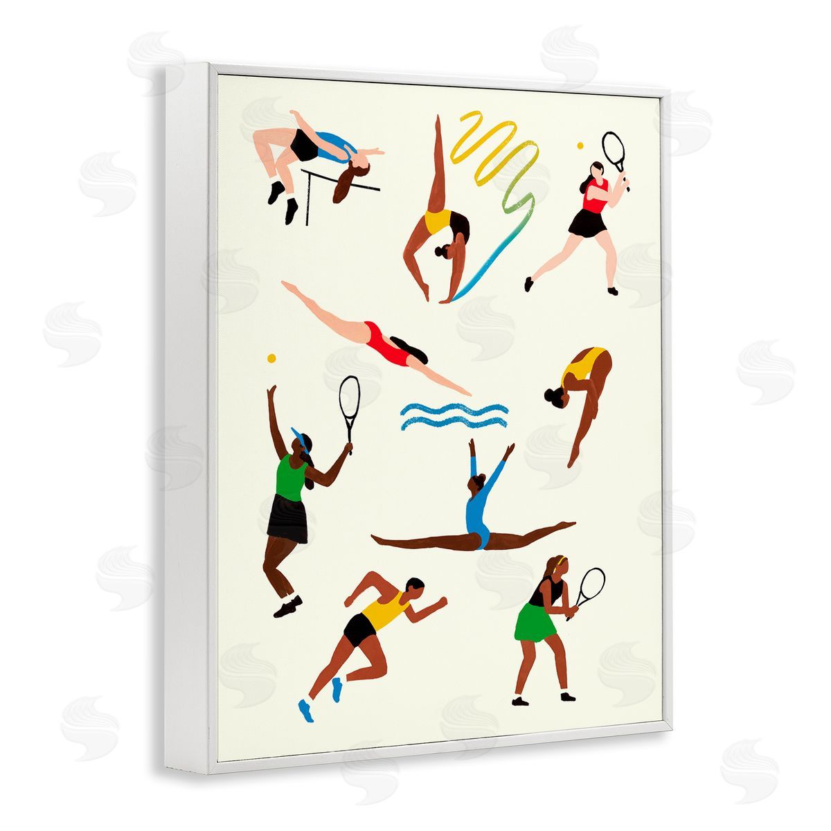 Victoria Barnes Collage of Summer Outdoor Sports White Framed Giclee Wall Art