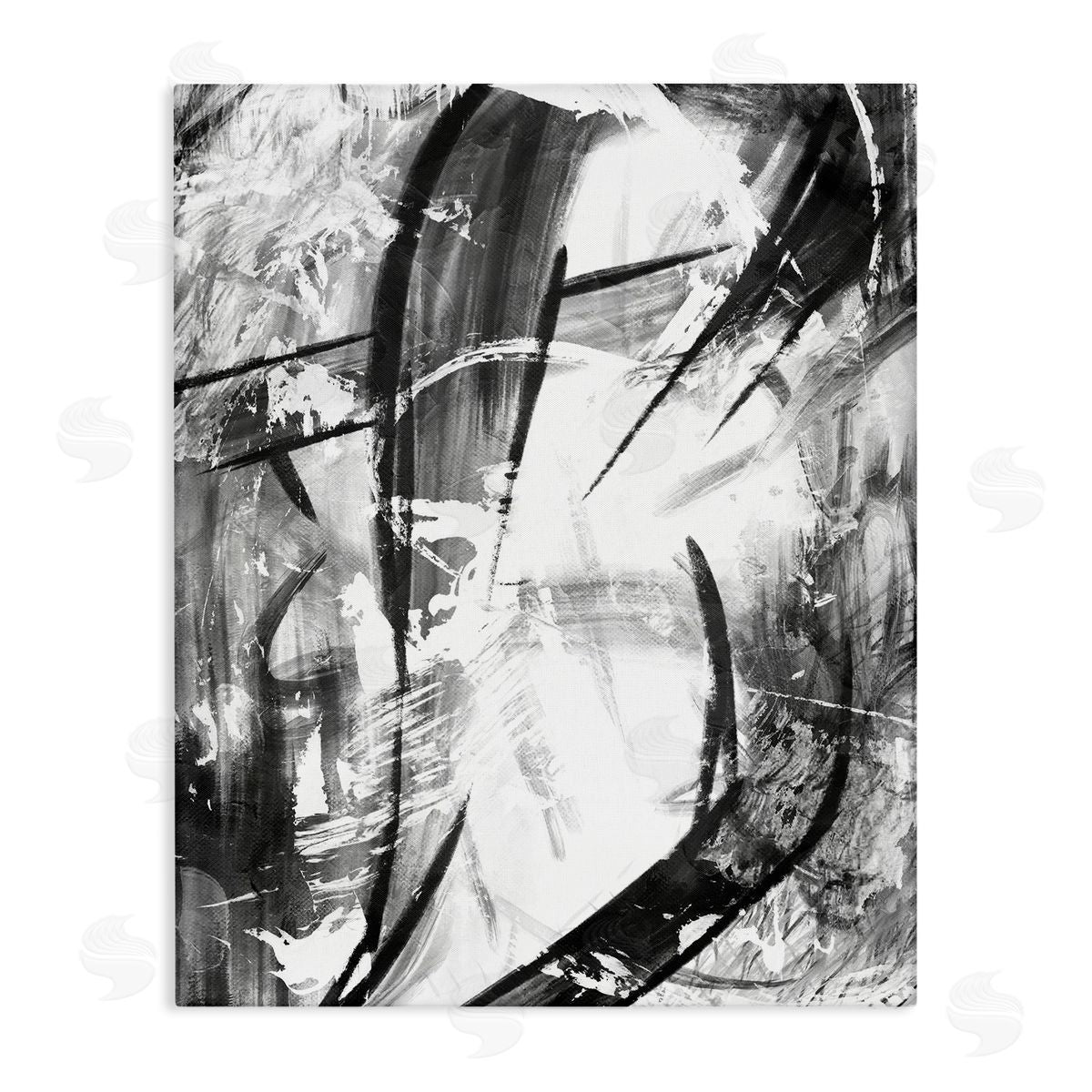 OnRei Dramatic Abstract Black and White Design Canvas Wall Art