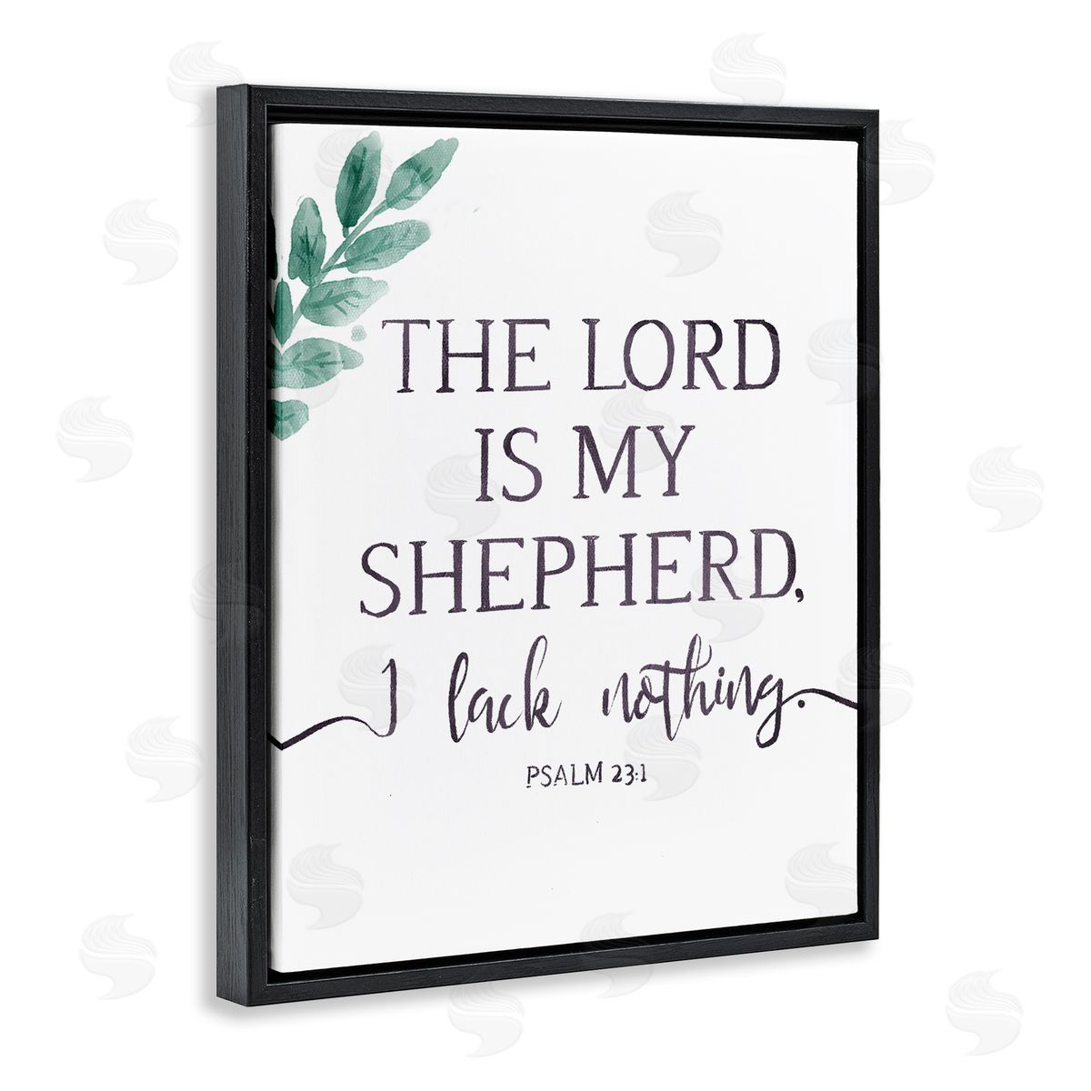 OnRei Lord Is My Shepherd Faith Greenery Black Floater Frame Canvas Art