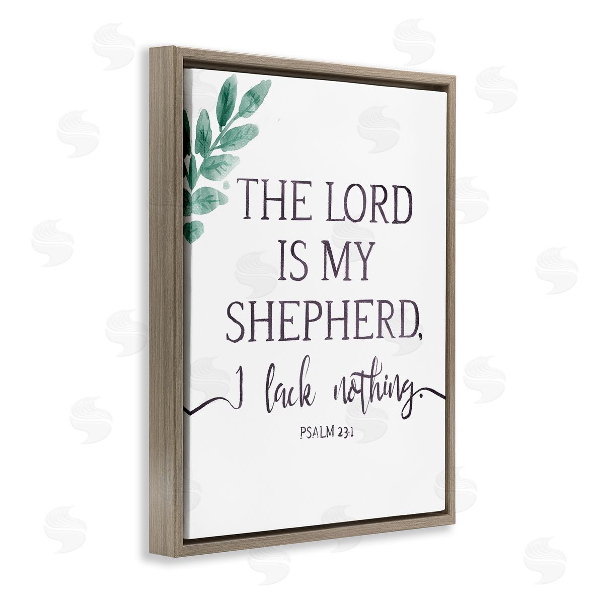 OnRei Lord Is My Shepherd Faith Greenery Brown Floater Frame Canvas Art