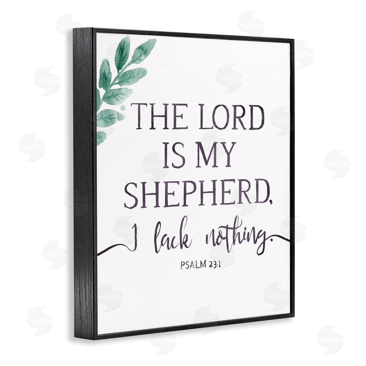 OnRei Lord Is My Shepherd Faith Greenery Black Framed Giclee Wall Art
