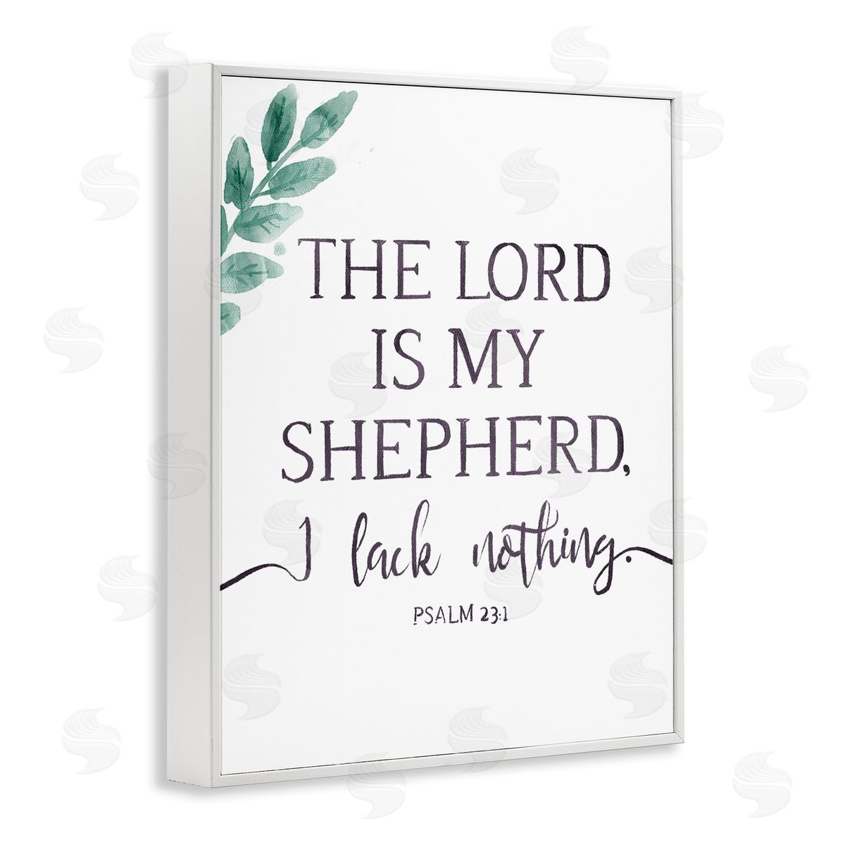 OnRei Lord Is My Shepherd Faith Greenery White Framed Giclee Wall Art