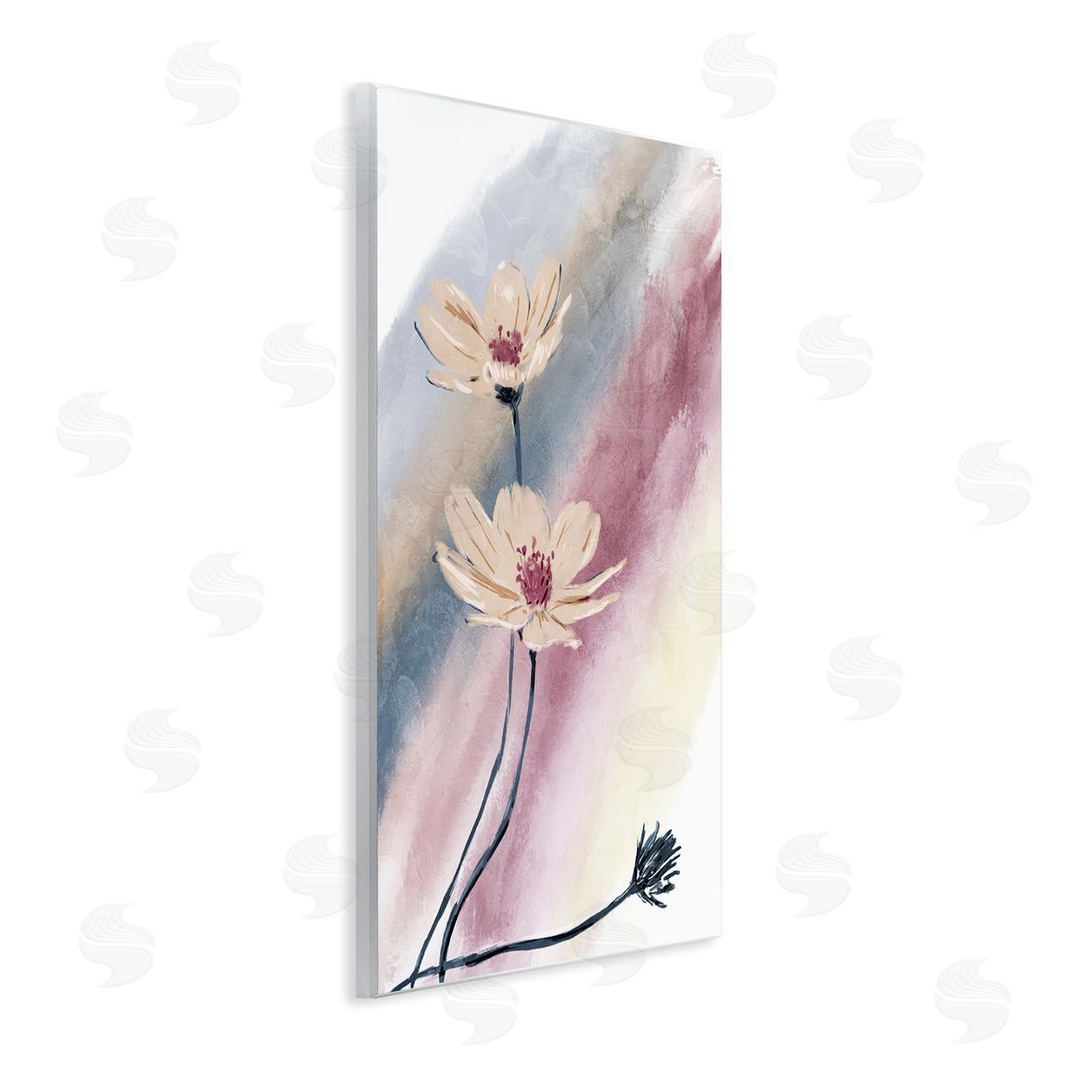OnRei Abstract Beige Florals Muted Rainbow Wall Plaque Art