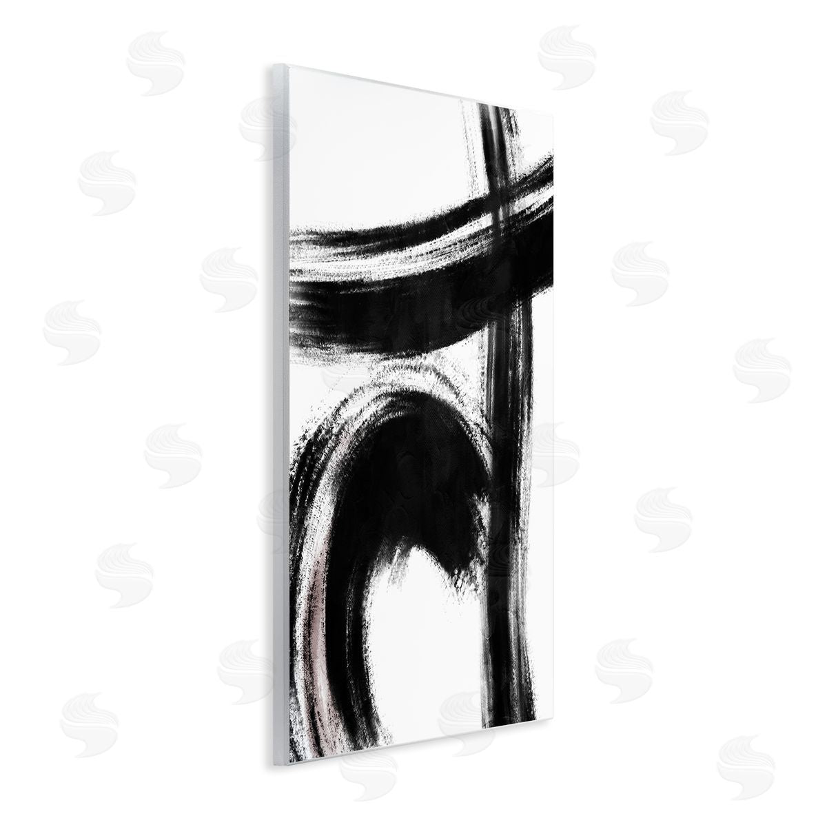 OnRei Black Brush Strokes Pink Detail Wall Plaque Art