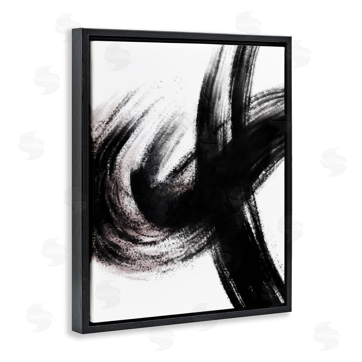 OnRei Abstract Dominant Black Pink Undertone Black Floater Frame Canvas Art