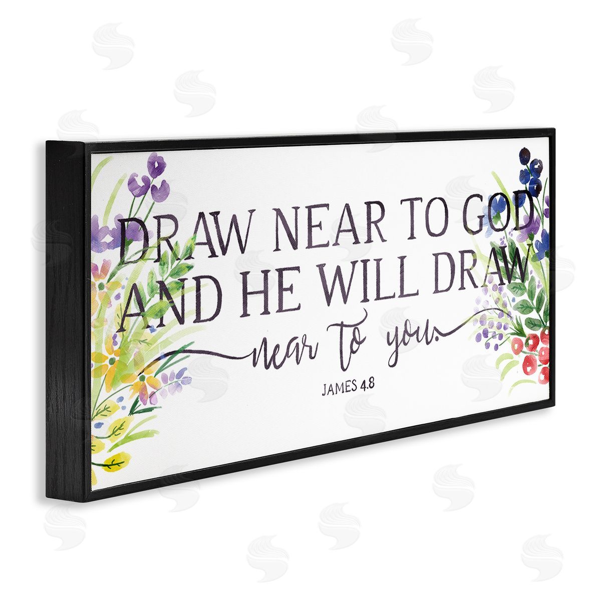 OnRei He Will Draw Near Spiritual Florals Black Framed Giclee Wall Art