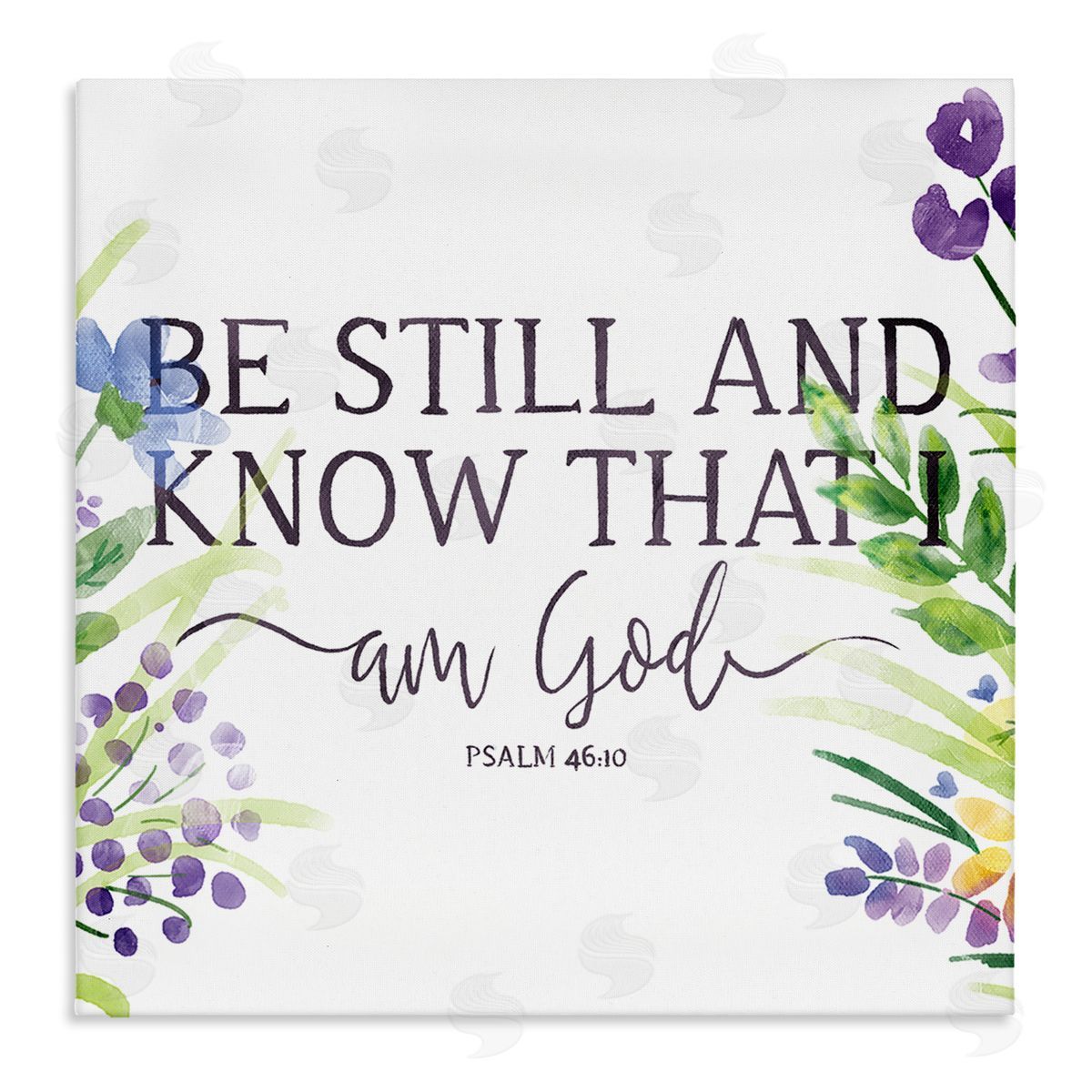OnRei Be Still Faith Based Purple Florals Canvas Wall Art